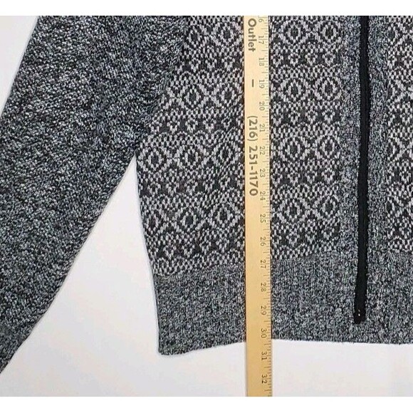 Buffalo Cardigan Jacket Men XL Gray Fair Isle Zip Flannel Lined Mock Old Money - Picture 9 of 12